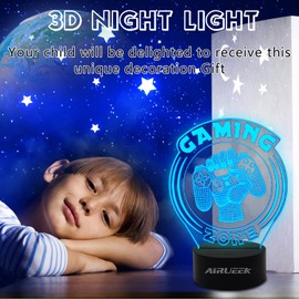AIRUEEK 3D Gaming Zone Lamp, Game 3D Illusion Night Light for Children, 16 Colours Change with Remote Control, Children's Room Decor as Christmas Holiday Birthday Gifts for Boys and Girls