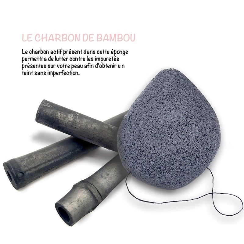 Organic Konjac Face Sponge Combined with Activated Carbon | Set
