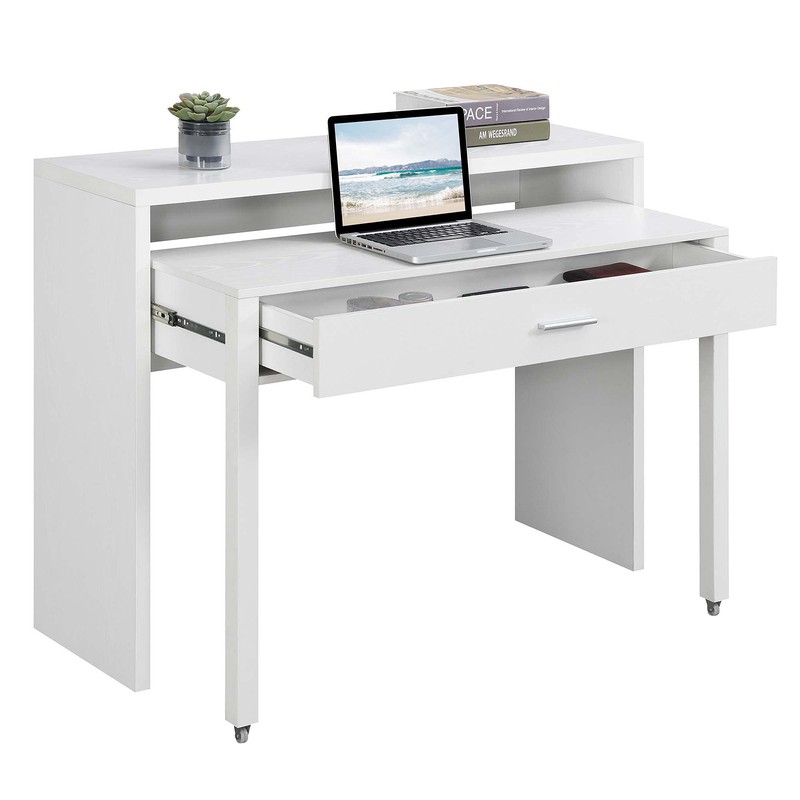 Convenience Concepts Newport JB Console/Sliding Desk with Drawer and Riser,