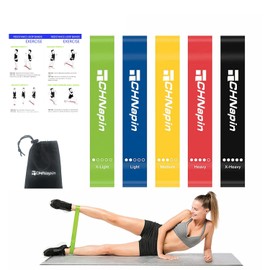 Resistance Bands 5-piece Set with User Guide and Carry Bag,Exercise Bands with 5 Levels for Latex Elastic Bands for Yoga,Pilates, Rehab, Fitness,Strength Training and Home Workout