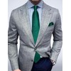 DiBanGu Mens Emerald Green Plaid Tie and Lapel Pin for