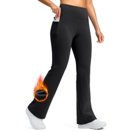 G Gradual Women's Fleece Lined Pants High Waist Winter Thermal Warm Flare Leggings Hiking Yoga Pants Women with Pockets(Black,29-M)