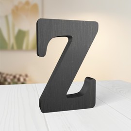 WOODOUNAI 6 Inch Rustic Black Wood Letters Unfinished Wood Letters for Wall Decorative Black Retro Standing Letters Sign Board Decoration for Craft Home Party Projects (Z)