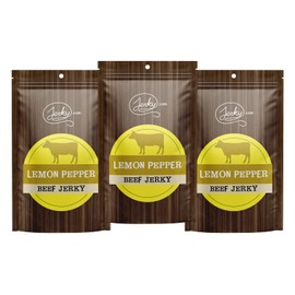 Jerky.com's Lemon Pepper Beef Jerky - 3 PACK - All-Natural, No Added Preservatives, No Added Nitrites or Nitrates - 7.5 total oz.