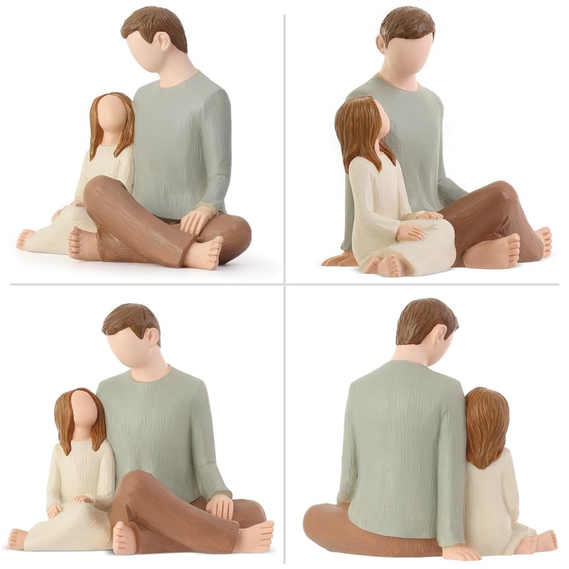 Carracci Father and Daughter Figures, Dad Daughter Statues, Shaped Hand-Painted