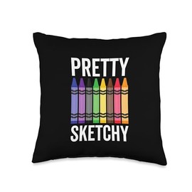 Pretty Sketchy Fun Art Lover Colored Pencils Artist Throw Pillow
