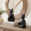 Meditating Cat Bookends, Zen Style Decorative Cat Statue Bookends, Heavy