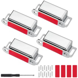 Ainiv Pack of 4 Magnetic Catch Door Magnets for Cabinet Doors, Magnetic Catch with Nails, Stainless Steel Drawers, Magnetic Door Closer, Magnet for Cupboard Door, Cupboard Magnets, Strong Door Magnet,