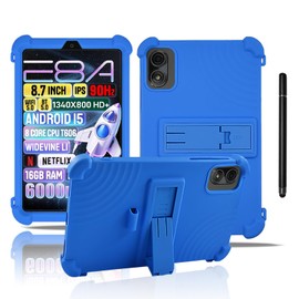 Case for Zuleisy E8A Tablet 8.7inch,NOUKAJU Tablet Silicone Protection Case(with Pen),Adjustable Bracket,Silicone Protection Cover for Zuleisy E8A(Blue)