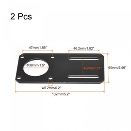 sourcing map Motor Bracket Motor Mounting Holder 132x65mm Black for NEMA 23 Stepper Motor with Screws 2 Set
