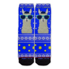 Funtion - Ugly Xmas Christmas Hanukkah Llamakkah Holiday Jewish Menora Star of David Novelty Fashion Socks