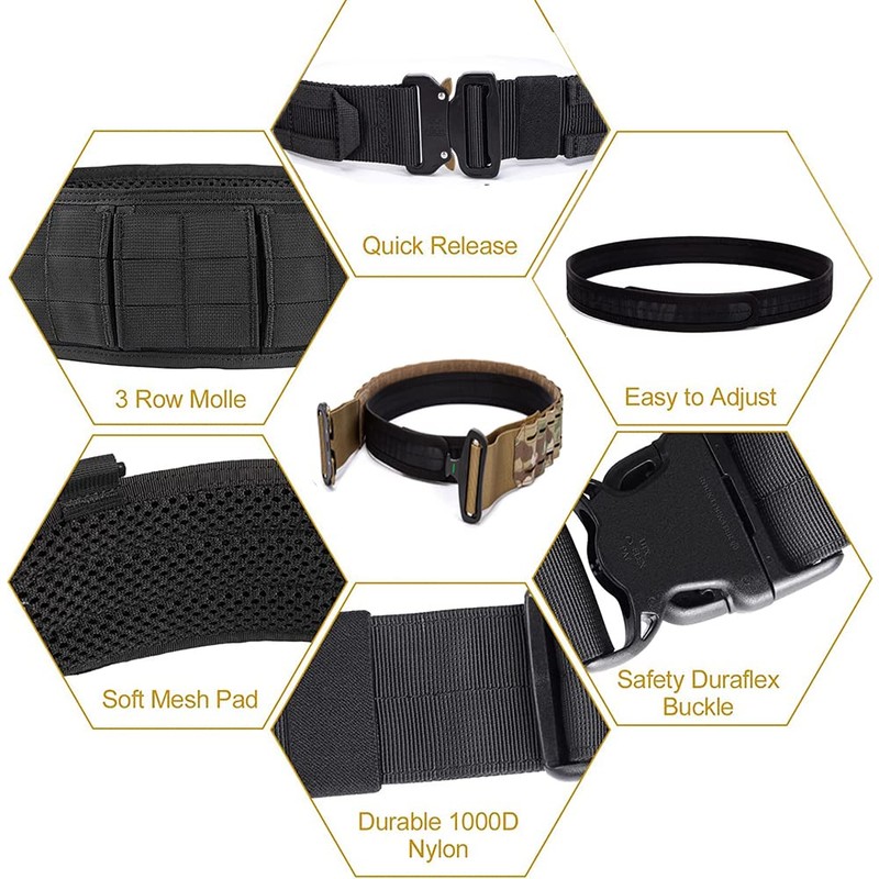 TWINFALCONS Tactical Airsoft Belt, One-Touch Belt, Military Belt, Cobra Buckle,
