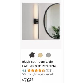CCYCOL Black Bathroom Light Fixtures 360° Rotatable Black Vanity Light, C14