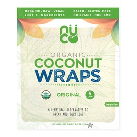 NUCO Certified ORGANIC Paleo Gluten Free Vegan Coconut Wraps, 5 Count (One Pack of Five Wraps)