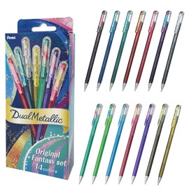 Pentel Ball Pen Dual Metallic Original + Fantasy Set 14 Colors K110-D14ST