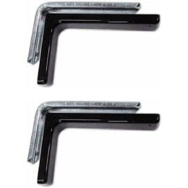 Pair of Coated Metal Shelf Brackets - Corner Brackets Wall Shelves - L-Bracket Shelves - Including Fixing Screws and Coloured PVC Cover (18 cm, Black)