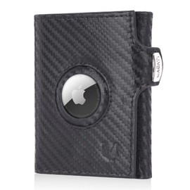 MAGATI Slim Wallet with Coin Compartment, RFID Protection, Mini Wallet Men & Women, Small, il Santo Card Holder, Shopping Trolley Chip Compartment, Wallet, Carbon-Black, XL coin compartment and with