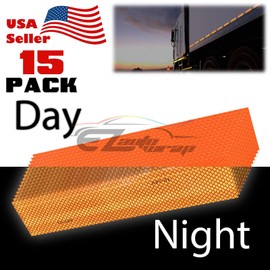 EZAUTO WRAP DOT-C2 Conspicuity Reflective Tape Orange 1 Foot Safety Warning Trailer RV 15 Strips 15 Feet