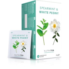 Nutra Tea - Spearmint & White Peony – Spearmint Tea PCOS, White Peony Tea - For Digestion & Women's Health - 40 Individually Wrapped Bags - Herbal Infusion (2 Pack)
