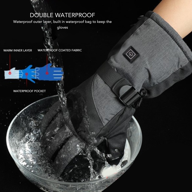 1Pair Electric Heated Gloves Warm Touch Screen Removable Graphene Heating