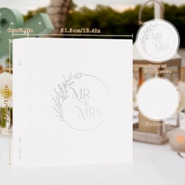 Lanpn Wedding Photo Album 4x6 600 Pockets, Large Capacity Newlywed Marriage Albums Linen Hardcover Slip in Holds 600 horizontal Vertical Photos (White)