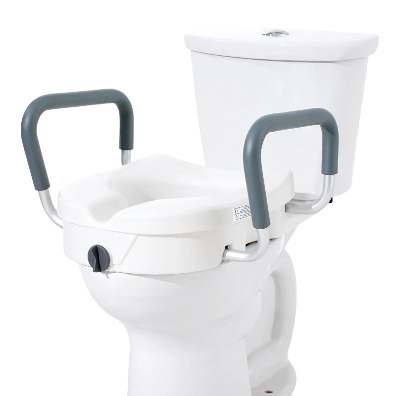 Adjustable 5\" Height Raised Toilet Seat for Elongated Toilets 350