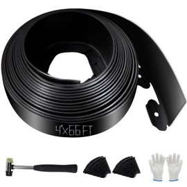 No Dig Landscape Edging 4" x 66FT Kit, Plastic Edging for Landscaping with 200 Spikes, for Garden, Lawn, Flower Beds and Yard