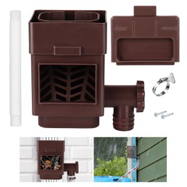 Rain Barrel Diverter Kit, Rain Water Collector System Downspout Diverter for Rain Barrel for Standard 2x3 or 3x4 Inch Gutter Downspouts (Brown)