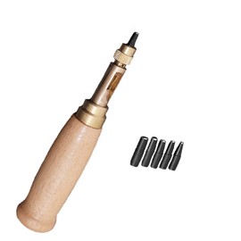 6 Pcs Screw Belts Hole Puncher, Adjustable Auto Leather Tool Book Drill for Leather Belt Punching, 5 Tips Sizes 1.5mm, 2mm, 2.5mm, 3mm, 3.5mm