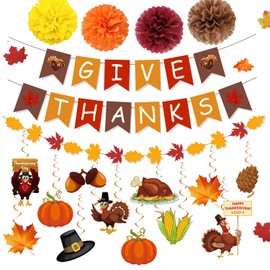 Thanksgiving Party Decorations Thanksgiving Hanging Decorations Include Paper Pom Pom Thanksgiving Banner Thanksgiving Hanging Swirl for Thanksgiving Party Supplies