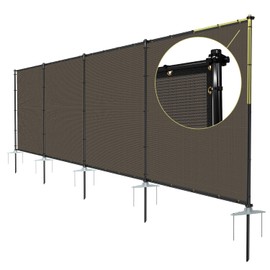 TANG 5'x5' Outdoor Privacy Fence Outdoor Divider Dog Fence with Iron Poles Ground Spikes Air Condition Trash Bin Can Fence for Garden Backyard Patio Yard, Brown