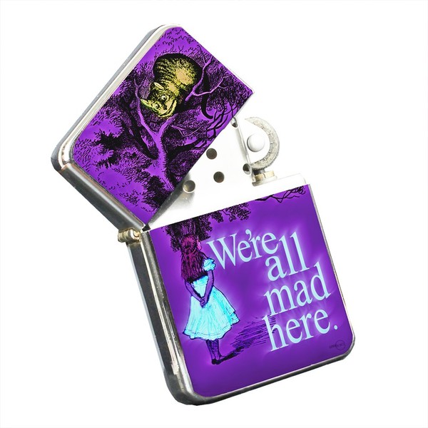 Elements of Space Alice in Wonderland Mad Chesire Quote - Silver Chrome Pocket Lighter