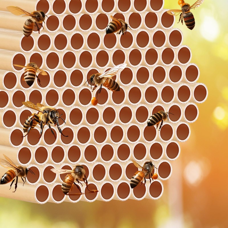 Tinideya 250 Pcs Phragmite Reed Mason Bee Tubes Set Bee