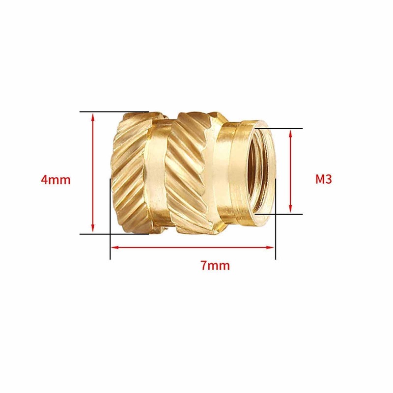 M4 Thread Insert, Pack of 120 Press-in Nuts, Brass Embedding