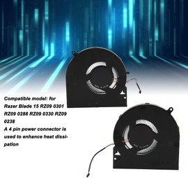 Cooling Fan for Blade 15 RZ09 0301 RZ09 0288 RZ09 0330 RZ09 0238 Laptop Replacement, 4 Pin Power Connector, Small Heatsink, Cooler, Fast Quiet Heat Dissipation (CPU+GPU)