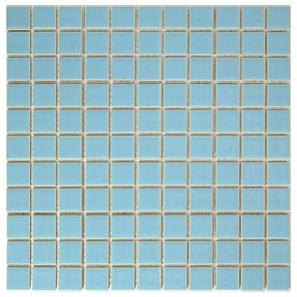 1.0 inch (25 mm) Square Mosaic Tile [Regular Color] Tile Surface Visible and Easy to Install, Sky Blue [NET-25k-06]