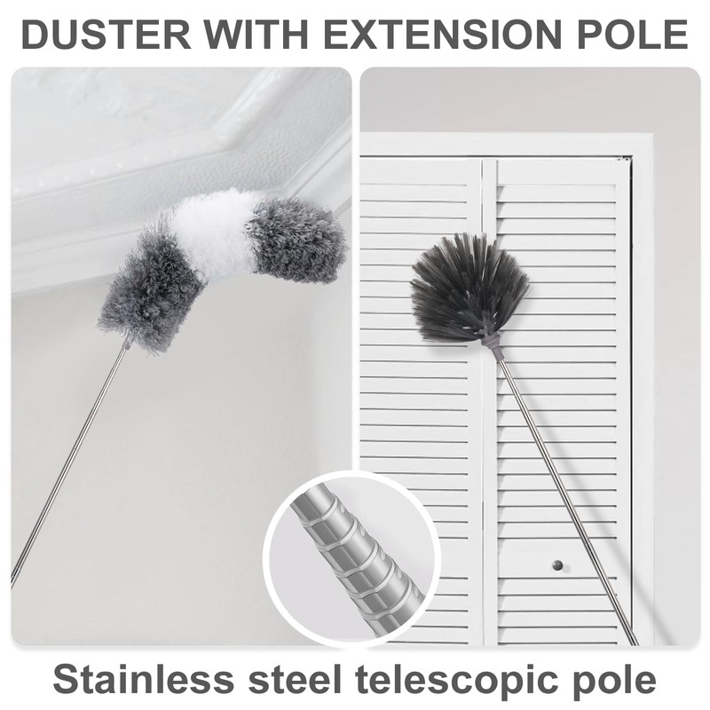 Ceiling Fan Duster with Extension Pole, Cobweb Duster & Ceiling