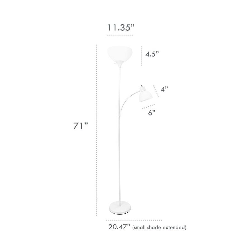 Simple Designs LF2000-BLK Mother-Daughter Floor Lamp with Reading Light, Black