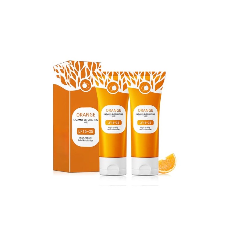 2PCS Orange Exfoliating Gel,Exfoliante Facial, Orange Exfoliating Gel Scrub