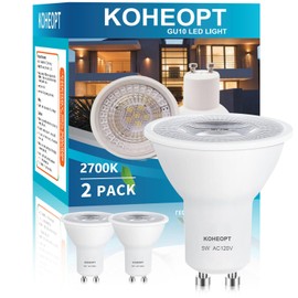 KOHEOPT GU10 LED Bulbs 5w (2 Pack),Dimmable 50W Equivalent,500LM 2700K Soft White Bulb,GU10 Base for Track Lighting, Kitchen,Range Hood,Living Room,Bedroom