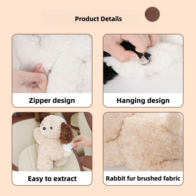 Plush Puppy Car Tissue Box Holder – Cute Crawling Dog