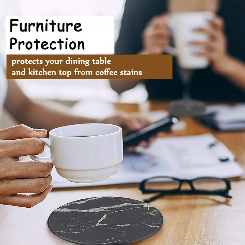 Leather Coasters Set of 6 with Holder- Protect Furniture from