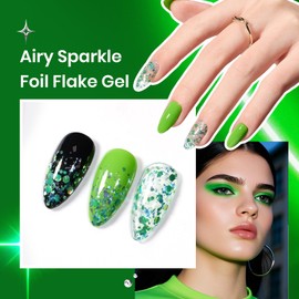 beetles Gel Polish Beetles Neon Green Gel Nail Polish Set, Coachella Music Green Black Glitter Silver Summer Brat Tribe Gel Polish with Rhinestones for DIY Nail Art Festival