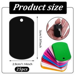 Dimeho Pack of 25 Aluminium Engraving Blanks Stamping Blanks Aluminium Blank Dog Tags Sign Shape with Hole Metal Embossing Colour Metal Tags for Engraving Blank Dog Tags Blank Signs for Engraving