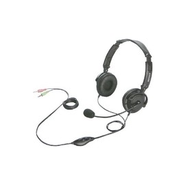 BUFFALO 両耳ヘッドバンド式ヘッドセット 半密閉/ノイズキャンセリングマイク搭載 ブラック BSHSH12BK