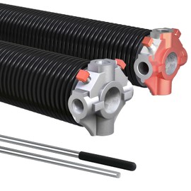 Junsen Pair of 2" Garage Door Torsion Springs with 2 Non-Slip Winding Bars, High Quality Installation Coated Torsion Extension Spring Replacement Set with a Minimum of 16,000 Cycles (0.207 x 2" x 22")