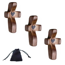 OMTRS Wooden Cross Fidget, Small Wood Cross Encouragement Gift Prayer Wooden Cross Pocket Cross Christian Gift for Children and Adults(3)
