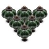 Seimneire 25pcs Dark Green Pumpkin Knobs, Vintage Ceramic Cabinet Handles,
