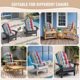 Sannwsg Adirondack Chair Cushion, Rocking Chair Cushions, High Back Patio Cushions, Thickened Weather Resistant Patio Cushion with 6 Ties, Non Slip Fade & Waterproof