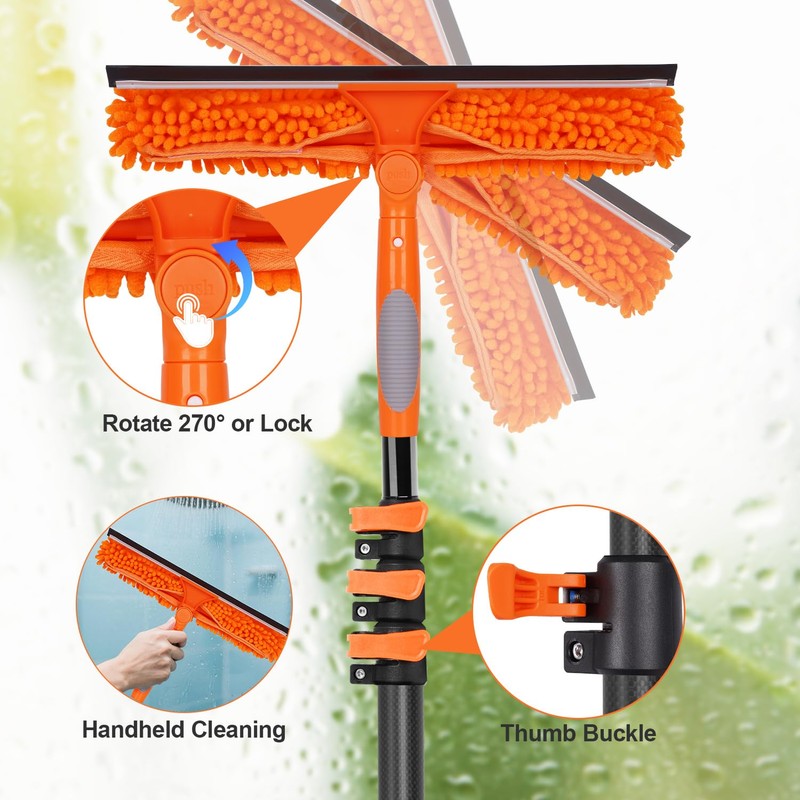 Msnaile Window Washing Kit with Extension Pole 4.7 to 24FT,